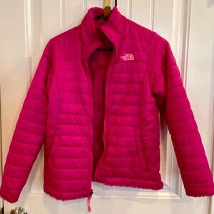 North Face Girls Reversible Jacket - Pink on Pink LG 14/16